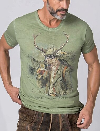  Oktoberfest Hjort T-shirt Lederhosen T-shirt Match Bayersk München Tyska Grafisk Till Herr Vuxna Karnival Oktoberfest öl 3D-utskrift Fest