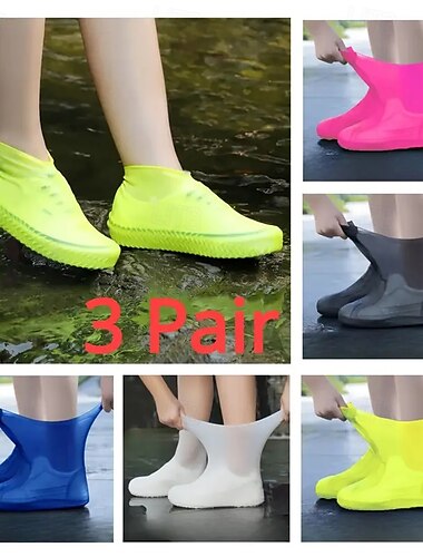  防水アウトドアラテックスブーツ3足、再利用可能な防水シューズカバー。耐久性のあるさまざまな色からお選びいただけます。