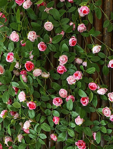 Bocciolo di rosa artificiale da appendere alla parete, finto fiore rampicante per decorare tubi del condizionatore e del riscaldamento, pianta rampicante in plastica per nascondere e decorare la casa