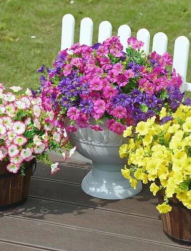  Confezione da 8 fiori artificiali di ipomea, fiori da esterno in plastica resistenti allo sbiadimento, per decorazioni primaverili, Pasqua, San Valentino, decorazioni da giardino per la festa della
