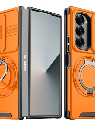  Handy Hülle Handyhüllen Für Samsung Galaxy Z Fold 7 Z Fold 6 Rückseite Magnetische Adsorption Mit Ständer Stoßfest Retro Himmel TPU PC Metall