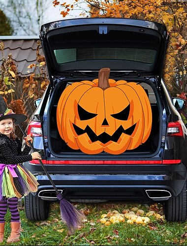  halloween csomagtartóra csemegéző autó transzparens autódekoráció, szellem halloween dekorációk halloween szövet autódekoráció halloween autó csomagtartó dekoráció szellem tök falburkolat