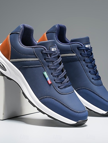  Herren-Sneaker mit Luftpolstern in Braun und Marineblau – atmungsaktive, leichte Sportschuhe mit Stoßdämpfung für das tägliche Gehen im Fitnessstudio und Reisen in der Stadt