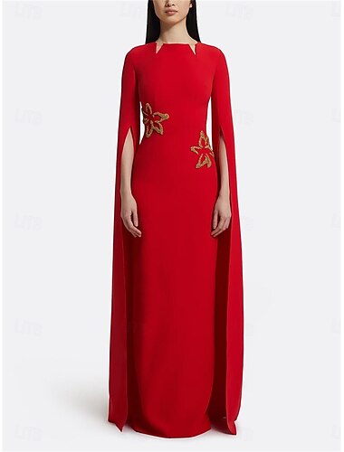  Corte Trompeta / Sirena vestidos de quinceañera Elegante Vestido Formal Boda Hasta el Suelo Manga Larga Cuello Barco Polyester con Bordados 2025