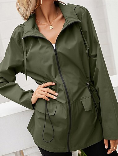  Damen Wanderjacke Regenjacke Regenmantel Außen Wasserdicht Winddicht Wanderoutfits Wanderbekleidung Frühling Herbst Oberteil Baumwolle Camping / Wandern / Höhlenforschung Laufen Einfarbig Schwarz