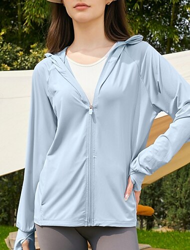  Damen Laufjacke Outdoorjacke Vollreißverschluss Langarm Oberbekleidung Sportlich Sonnenschutz Atmungsaktiv Schnelltrocknend Leicht Tennis Golfspiel Laufen Sportbekleidung Sportkleidung Einfarbig
