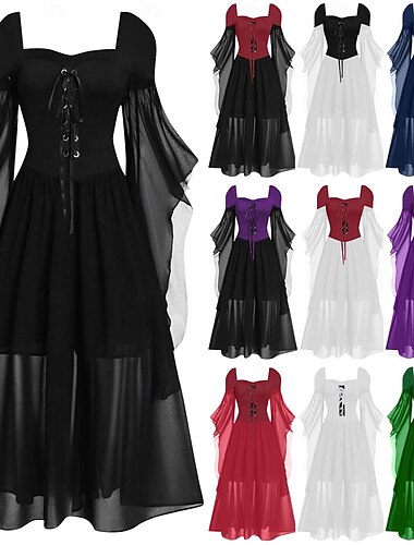  Retro vintage Punk & Gothic Middeleeuws Jurken Heks Dames Fantasie Stoompunk Walpurgisnacht Casual / Dagelijks Volwassenen Kleding Lente zomer