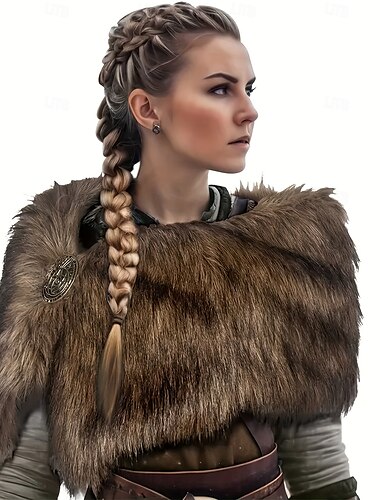  Retro Vintage Mittelalterlich Maskerade Kunstpelz-Schal Ren Faire Wikinger Damen Vikinger Karneval Neujahr Maskerade Party & Abend Erwachsene Schal Herbst Winter