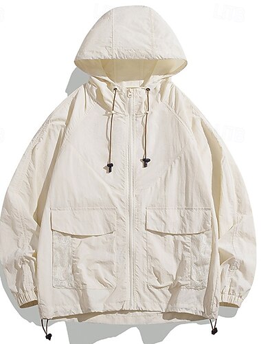  Herren Laufjacke Outdoorjacke Vollreißverschluss Langarm Oberbekleidung Sportlich Sonnenschutz Atmungsaktiv Schnelltrocknend Leicht Tennis Golfspiel Laufen Sportbekleidung Sportkleidung Einfarbig