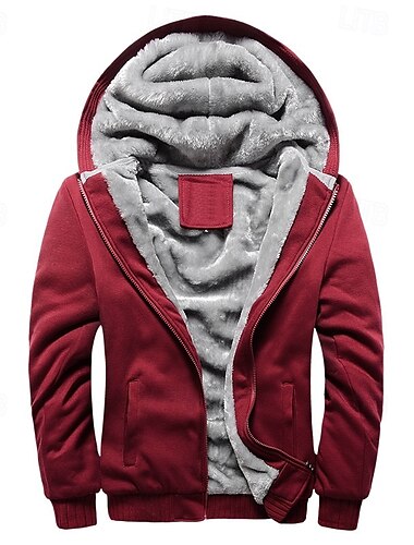  Herren Reißverschluss Kapuzensweatshirt Kapuzensweatshirt Fleece Kapuzensweatshirt Schwarz Rote Blau Grau Mit Kapuze Einfach Reißverschluss Farbblock Sport & Outdoor Lässig Täglich Polyester