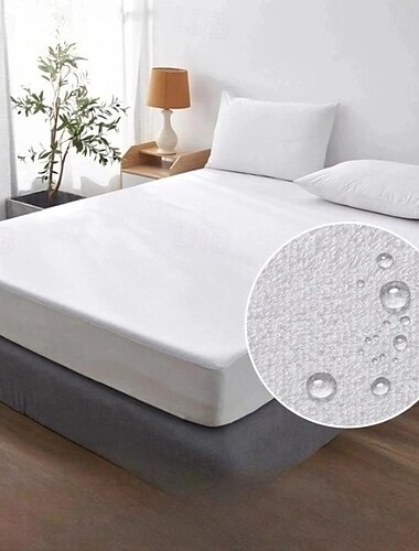  Queen Full King Protective Bed Cover Waterproof Mattress Protector Fitted Sheet Bed Protector Mattress Cover Smooth Top Breathable Skin Friendly Noiseless