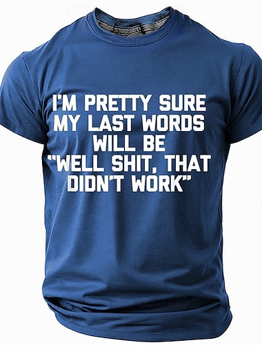  Men's Funny Slang T Shirt Short Sleeve T shirt 3D Print Crew Neck Round Neck Shirt Fashion Daily Basic Street Casual Daily Black Red Blue Summer Spring All Seasons Clothing Apparel S M L XL XXL XXXL