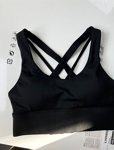  Damen Yoga-BH Pilates-BH Sportweste BH-Top Hohe Stützen Atmungsaktiv Bürgellos Mit Pads Einfarbig Sport Sportkleidung Schwarz Gelb Fitnessstudio Zumba Laufen