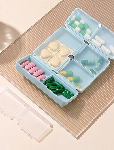  週ごとの錠剤オーガナイザー 7 つのコンパートメント ポータブル ピルケース、マグネット留め具付き週ごとの折りたたみ式錠剤オーガナイザー、個別の日別コンパートメント付き旅行用薬箱