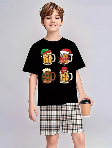  Jungen 3D Grafik T-Shirt Kurzarm Sommer Frühling Mode Basic Kinder 4-12 Jahre Rundhalsausschnitt Outdoor Lässig Täglich Normale Passform