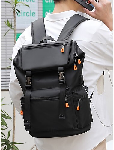  wasserabweisender Herren-Rucksack mit USB-Ladefunktion – stylisch und geräumig für Pendeln, Reisen und Outdoor, Schwarzgrau