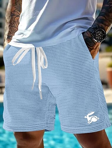  Per uomo Animale Coniglio Pantaloncini Waffle Pantaloncini da tuta Pantaloncini casual Misura del girovita medio Moda Casual Vacanza Jogging Allenamento Coulisse elastica in vita Pantaloncini con