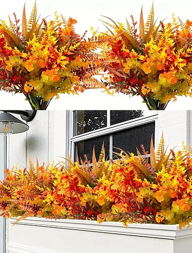  9 mazzi di fiori e piante artificiali autunnali per decorazioni da esterno, perfetti per l'arredamento della casa, come oggetti di scena per la fotografia di matrimonio e per decorazioni alberghiere.