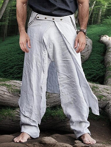  Voor heren Linnen broek Broek Zomerbroek Strandbroeken Zak Recht been Effen Comfort Ademend Vakantie Dagelijks Feestdagen Hawaii Boho Zwart Grijs