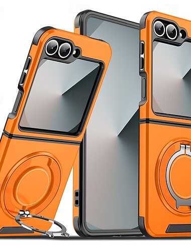  telefon Etui Til Samsung Galaxy Z Flip 7 Z Flip 6 Bagcover Magnetisk adsorptionsetui Med stativ Stødsikker Kontor / Business Himmel TPU PC Metal