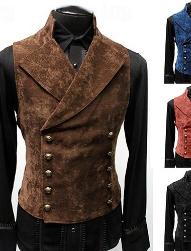  Rétro Vintage Médiéval Veste Ren Faire Prince Noble Homme Pirate Fantaisie Mascarade Fête / Soirée Adulte Gilet