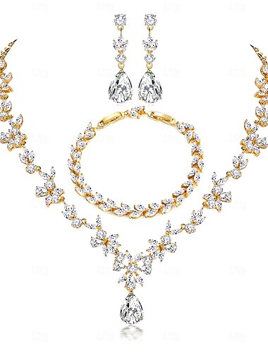  Brautschmuck-Sets 1 Legierung Ohrringe Halskette Damen Stilvoll Niedlich Freude Schmuck-Set Für Party-Abendmode
