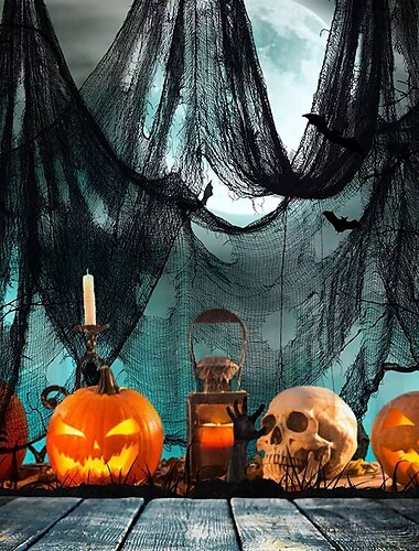  ハロウィーンの不気味な布、屋外装飾、クモの巣、黒の不気味なチーズクロス生地、ハロウィーンのドレープ、庭、パティオ、パーティー、階段、お化け屋敷用の恐ろしいガーゼ
