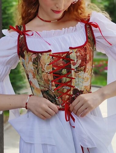  Rétro Vintage Epoque Médiévale Renaissance Corset Veste Bustier Femme Celtique Fantaisie Halloween Carnaval Mascarade Soirée Casual Quotidien GN Adulte Corset