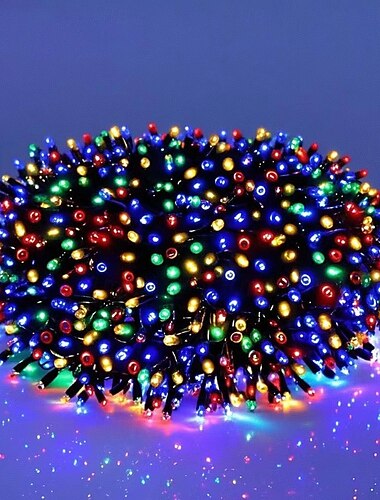  15メートル ストリングライト 800 LED EL 5mm 1セット取付金具 1個 マルチカラー クリエイティブストリングライト ホリデーライト 屋外 ホリデー ウェディング 24 V