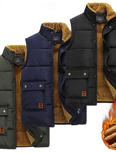  Herren Wanderweste Fleeceweste Ärmellos Weste Außen Thermowarm Leicht Atmungsaktiv Winter Reißverschluss Polyester Schwarz / Orange Schwarz Armeegrün Jagd Angeln Klettern