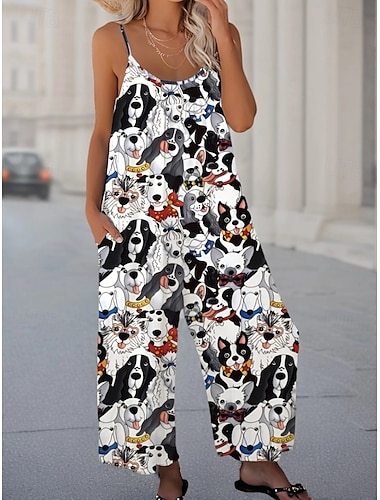  Mujer Mono Vacaciones Vintage Estilo Étnico Longitud total Alta cintura Animal Correa Rígido Formal Vacaciones Calle Arroz blanco Rojo rubí Verano Primavera Otoño Holgado