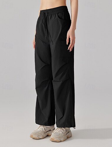  Damen Cargohosen Wanderhosen Gerade geschnittene Hose Außen Normale Passform Wasserdicht Sonnenschutz Winddicht Schnelltrocknend Unterteile Kordelzug Leicht Schwarz Khaki Camping / Wandern
