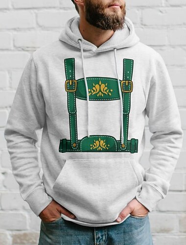  Oktoberfest Lederhosen-Print Kapuzensweatshirt Pullover Bayerisch München Deutsch Fronttasche Grafik Für Herren Erwachsene Karneval Oktoberfestbier Heißprägen Party Alltagstauglich