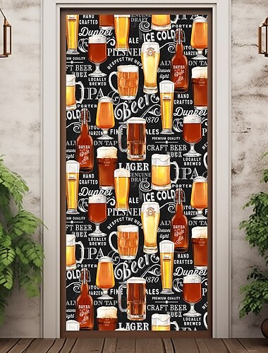  Décorations de porte Oktoberfest couvertures de porte de bière allemande bavaroise tapisserie de porte rideau de porte décoration de fond bannière de porte intérieure/extérieure pour porte d'entrée