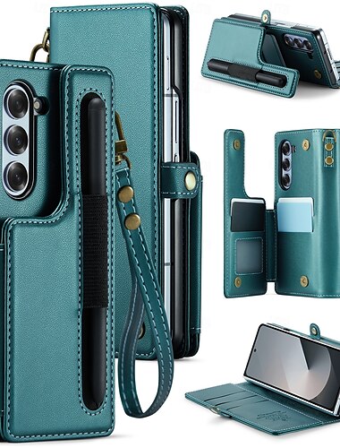  Handy Hülle Handyhüllen Für Samsung Galaxy Z Fold 7 Z Fold 6 Flip-Cover Ständer Stoßfest TPU PU-Leder