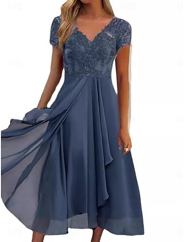  Damen Maxikleid A Linie Kleid Sommerkleid Lässig Täglich Normale Passform Einfach Kurzarm V Ausschnitt Blau Grün Sommer