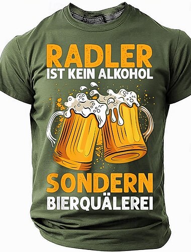  Oktoberfest Herren Lustig Bier T Shirt Kurzarm T-Shirt 3D-Druck Rundhalsausschnitt Hemd Mode Übertrieben Täglich Party Straße Lässig Schwarz Rote Blau Sommer Frühling Bekleidung S M L XL XXL XXXL