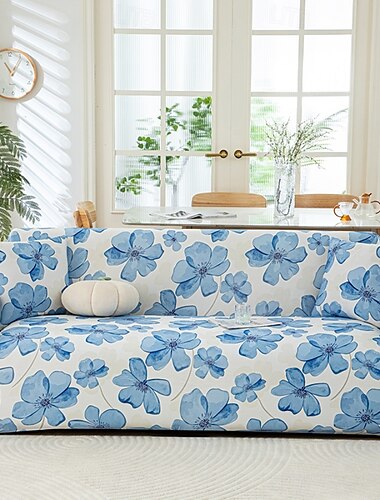  Kühlende Sofasitzbezüge mit Sommerdrucken, universelle L-förmige Chaiselongue-Sofa-Schonbezüge, 1/2/3/4-Sitzer, kühler Stretch-Couchbezug aus Eisseide