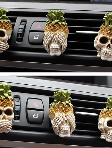  3pcs Halloween Skull Car Air Freshener Clips, Creative Resin Skeleton Vent Clip Decoration for Car Interior, Spooky Auto Accessories for Halloween Decor