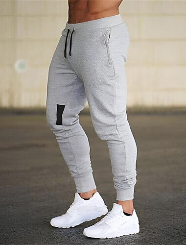  Hombre Pantalones de Deporte Persona que practica jogging Pantalones para correr Pantalones de Running Bolsillo Cintura elástica Correa Plano Comodidad Deporte Diario Moda Casual Negro Gris Claro