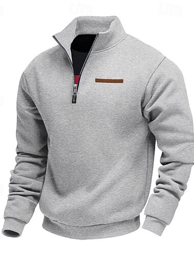  Hombre Sudadera Sudadera con un cuarto de cremallera Albaricoque Negro Blanco Vino Rojo Media cremallera Plano Deporte Diario Festivos Poliéster Ropa de calle Básico Casual Primavera Otoño Ropa