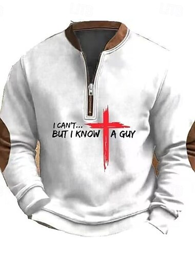  Herren Sweatshirt Viertelreißverschluss Sweatshirt Schwarz Weiß Rote Braun Grau Halber Reißverschluss Farbblock Kreuz Halber Reißverschluss Druck Sport & Outdoor Täglich Ferien Polyester Vintage