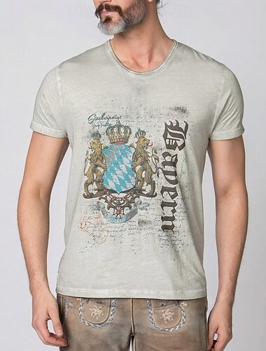  Oktoberfest Lejonvapen T-shirt Lederhosen T-shirt Match Bayersk München Tyska Grafisk Till Herr Vuxna Karnival Oktoberfest öl 3D-utskrift Fest
