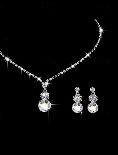  Brautschmuck-Sets 1 Set Strass-Legierung Ohrringe Halskette Damen stilvolles künstlerisches schlichtes Schmuckset für Hochzeit besondere Anlässe Party Abendgarderobe