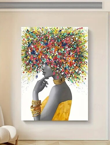  1 stücke rahmenlose moderne afrikanische mädchen abstrakte afro kopf tuch wand kunst bunte wohnzimmer schlafzimmer dekoration moderne kunst poster rahmenlose