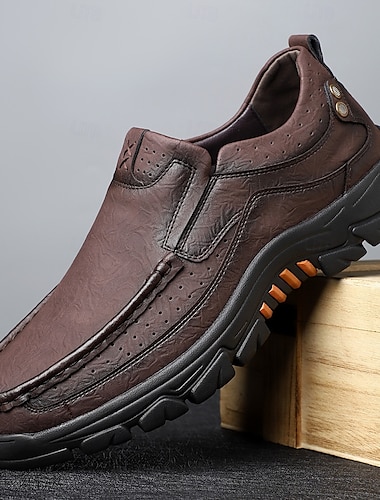  Herren-Slipper aus hellbraunem und braunem Kunstleder, lässige Wanderschuhe für Outdoor-Abenteuer, tägliche Aktivitäten und Wochenendausflüge