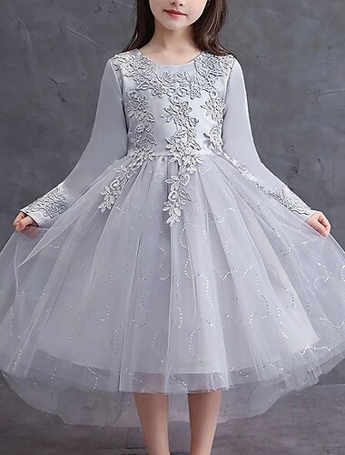  Prinsesse Asymmetrisk Blomsterpige Kjole Bryllupsfest Frozen Elsa Piger Søde Prom Kjole Tyll med Applikationer Floral  Blomst Mini Brude Fit 3-16 År