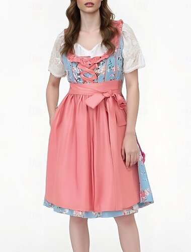  Karneval Oktoberfestbier Kostüm Kleid Dirndl Dienstmädchen Bayerisch Wiesn Damen Party Bier Festival Stoff im traditionellen Stil