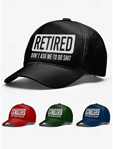  Lustige schwarze Baseballkappe für Herren mit „Retired“-Aufdruck – verstellbare Baumwollmütze für Rentner, lässige Outdoor-Kleidung und Scherzgeschenke