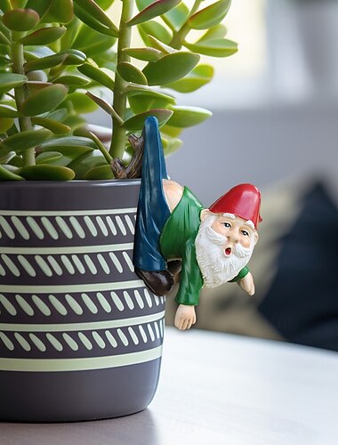  lustige Gartendeko aus Harz, Zwergen-Blumentopf-Hängeornament, Deko für Terrassenpflanzgefäße im Freien, Bastelfigur aus Harz